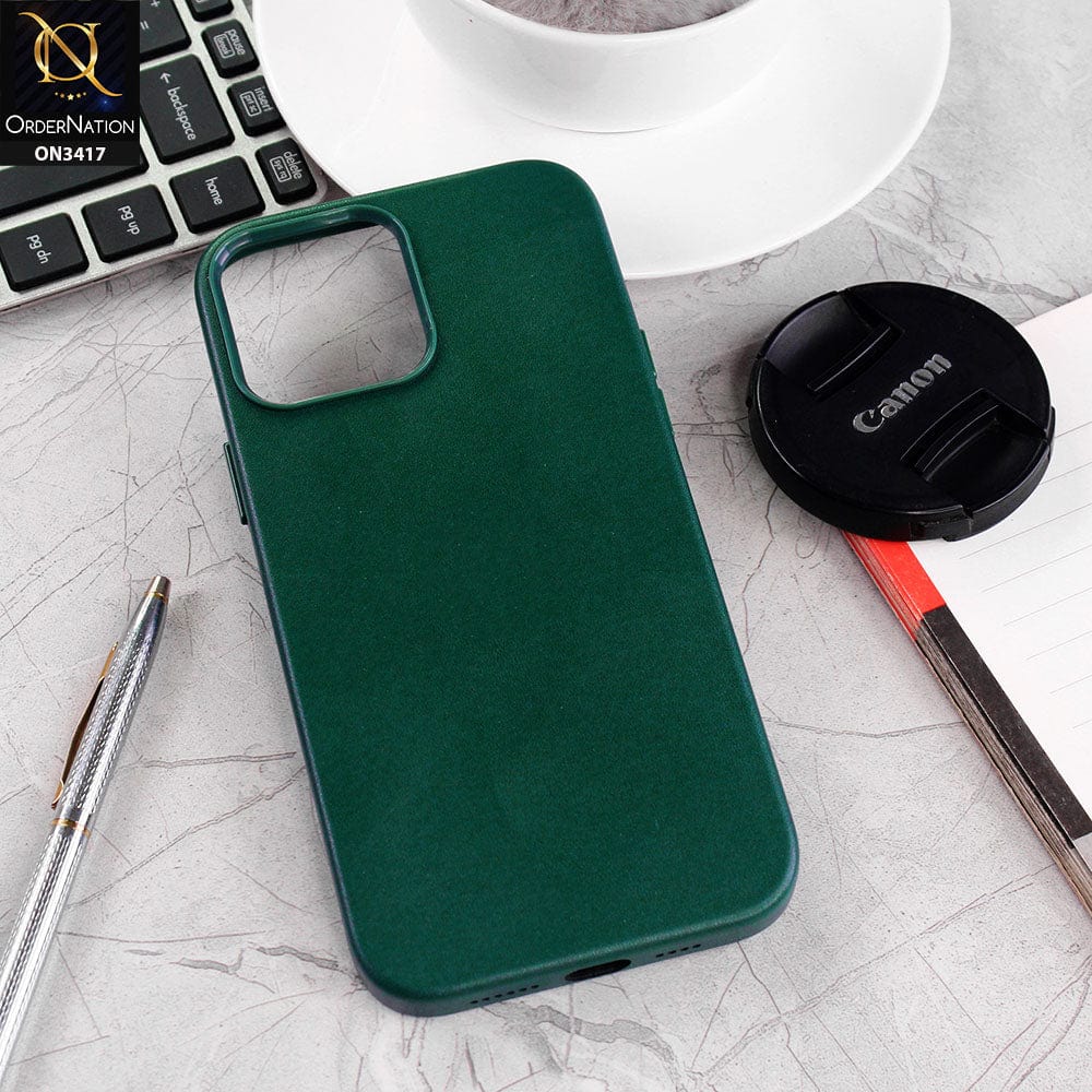 iPhone 13 Pro Max Cover - Green - New Elegant Design Semi Hard Leather Case