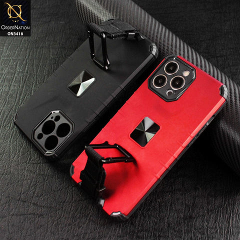 iPhone 12 Pro Max Cover - Black - Heavy Duty Hybrid Anti Knock Shockprof Multi Use Carbiner Holder Protective Case
