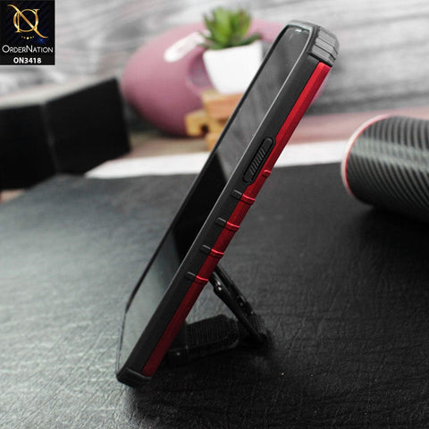 iPhone 11 Pro Max Cover - Red - Heavy Duty Hybrid Anti Knock Shockprof Multi Use Carbiner Holder Protective Case