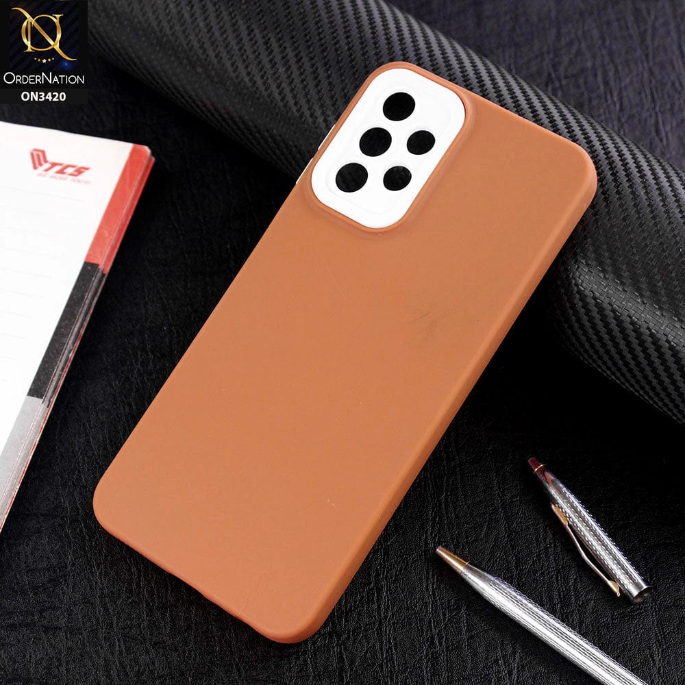 Samsung Galaxy A13 Cover - Brown - Soft Silicone Candy Color Matte Look Camera Protection Case