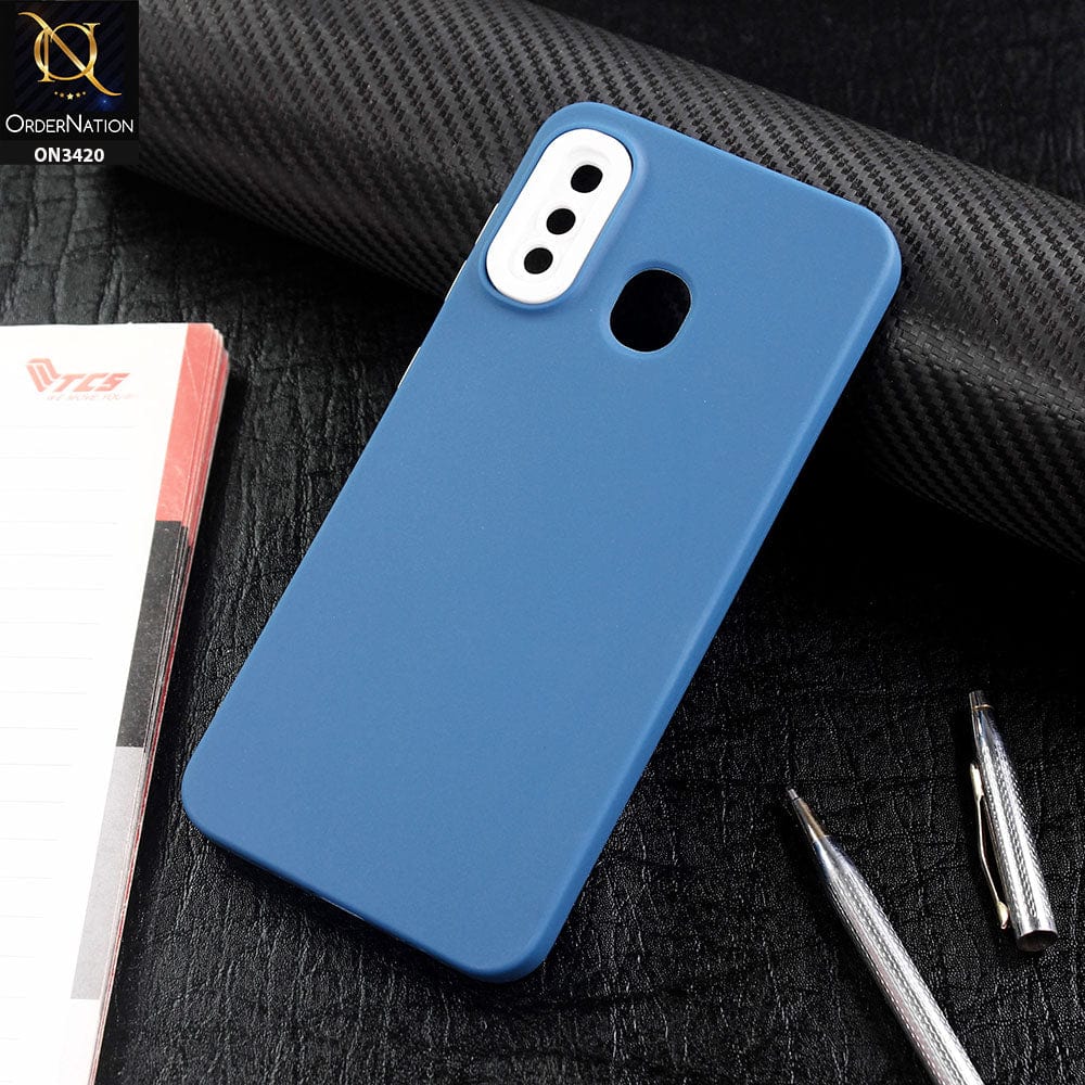 Samsung Galaxy A20 Cover - Blue - Soft Silicone Candy Color Matte Look Camera Protection Case