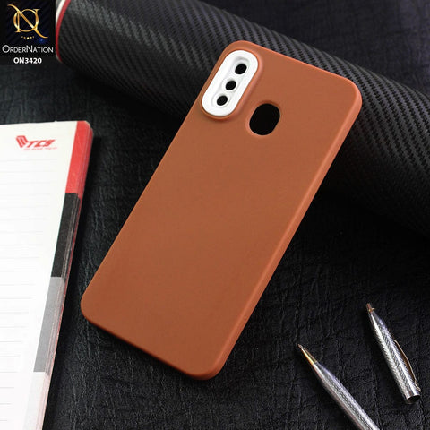 Samsung Galaxy A20 Cover - Brown - Soft Silicone Candy Color Matte Look Camera Protection Case