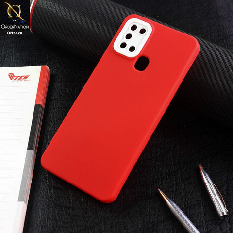 Samsung Galaxy A21s Cover - Red - Soft Silicone Candy Color Matte Look Camera Protection Case