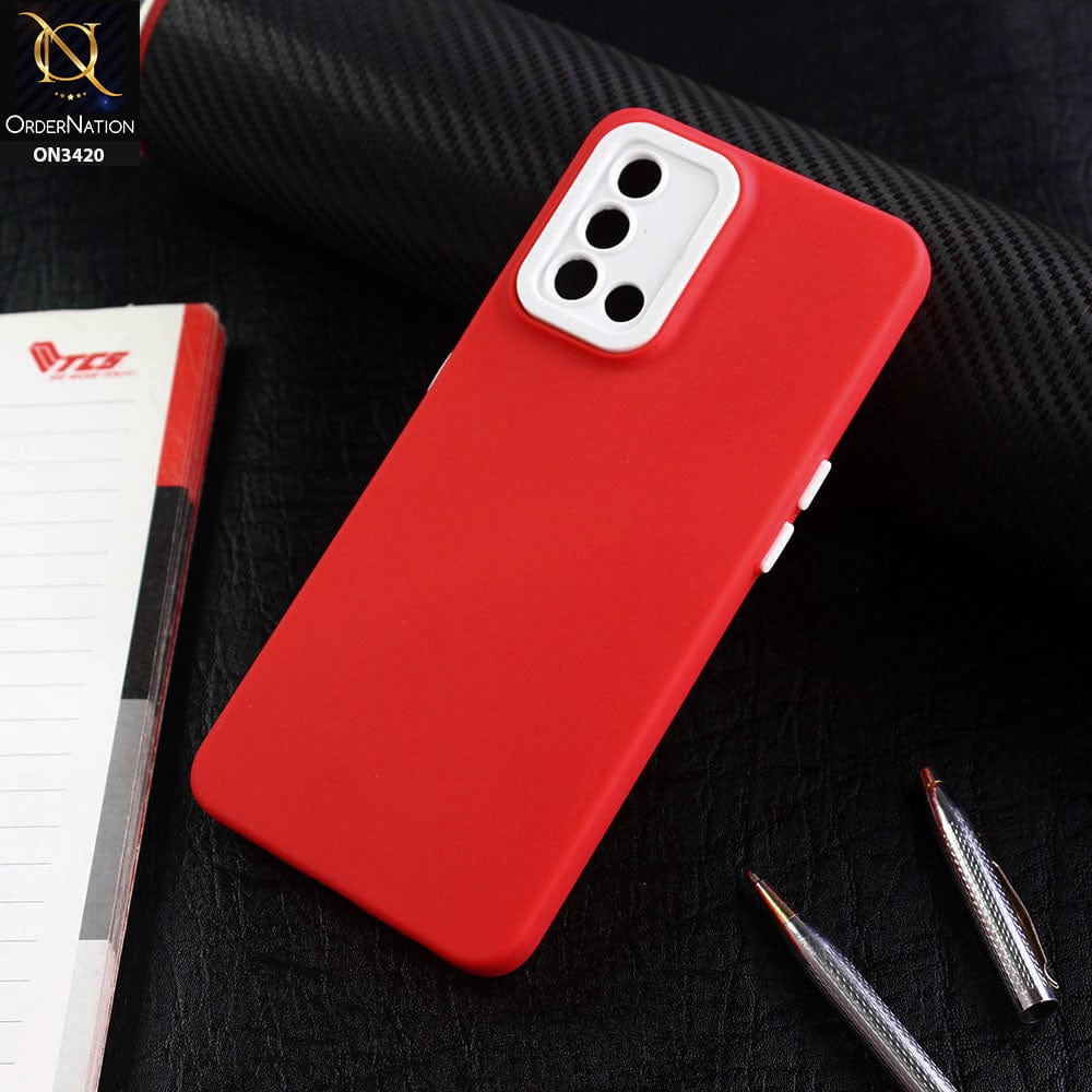 Oppo F19 Cover - Red - Soft Silicone Candy Color Matte Look Camera Protection Case