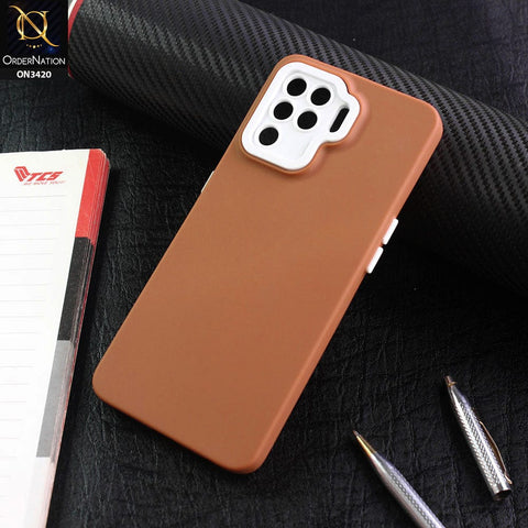 Oppo A94 Cover - Brown - Soft Silicone Candy Color Matte Look Camera Protection Case
