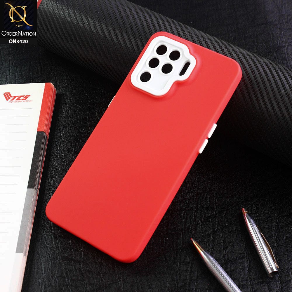 Oppo A94 Cover - Red - Soft Silicone Candy Color Matte Look Camera Protection Case