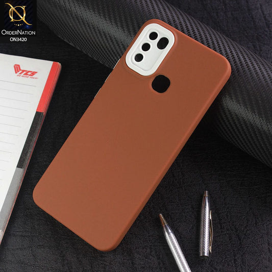 Infinix Hot 11 Play Cover - Brown - Soft Silicone Candy Color Matte Look Camera Protection Case