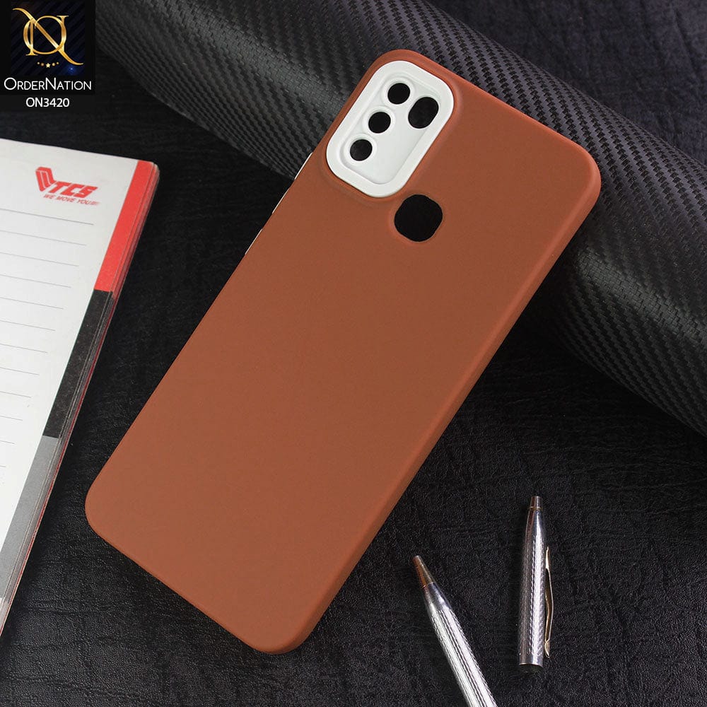 Infinix Hot 10 Play Cover - Brown - Soft Silicone Candy Color Matte Look Camera Protection Case
