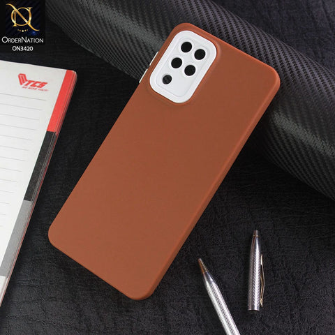 Samsung Galaxy A12 Nacho Cover - Brown - Soft Silicone Candy Color Matte Look Camera Protection Case