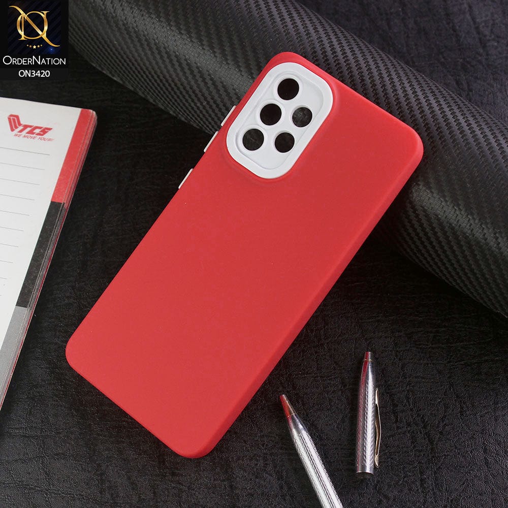 Samsung Galaxy A32 Cover - Red - Soft Silicone Candy Color Matte Look Camera Protection Case