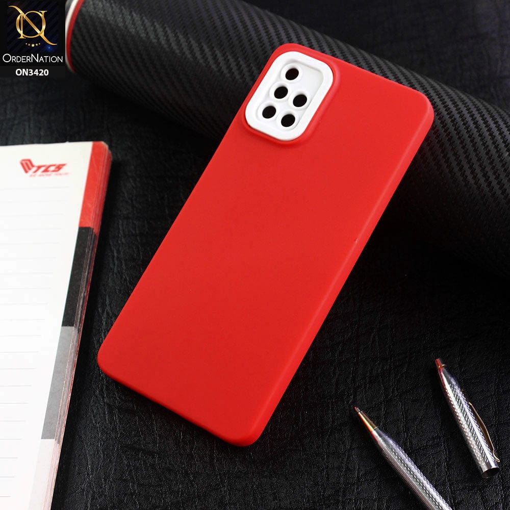 Samsung Galaxy A51 Cover - Red - Soft Silicone Candy Color Matte Look Camera Protection Case
