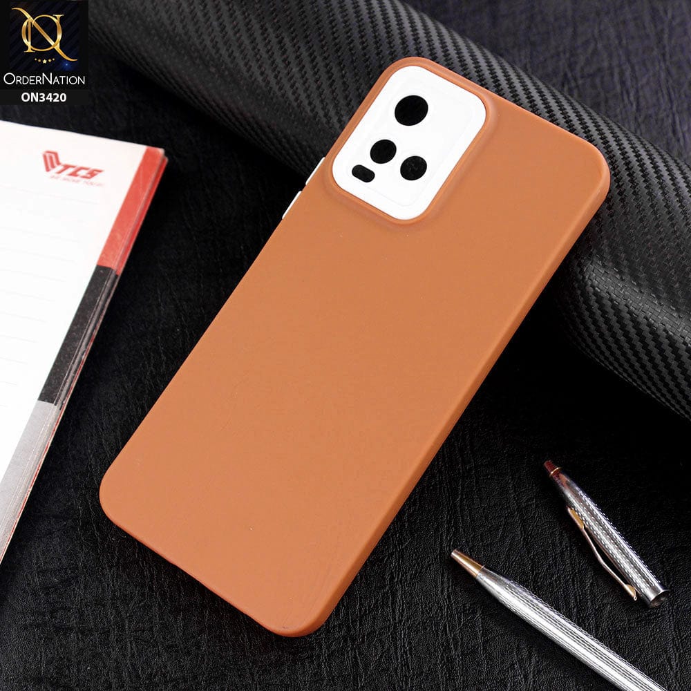 Vivo Y21e Cover - Brown - Soft Silicone Candy Color Matte Look Camera Protection Case