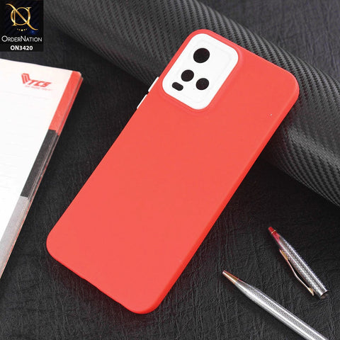 Vivo Y21e Cover - Red - Soft Silicone Candy Color Matte Look Camera Protection Case