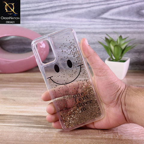 Samsung Galaxy A03s Cover - Golden - New Moving Liquid Glitter Cute Smile Soft Case