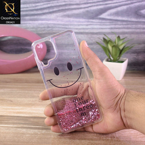 Samsung Galaxy M22 Cover - Pink - New Moving Liquid Glitter Cute Smile Soft Case