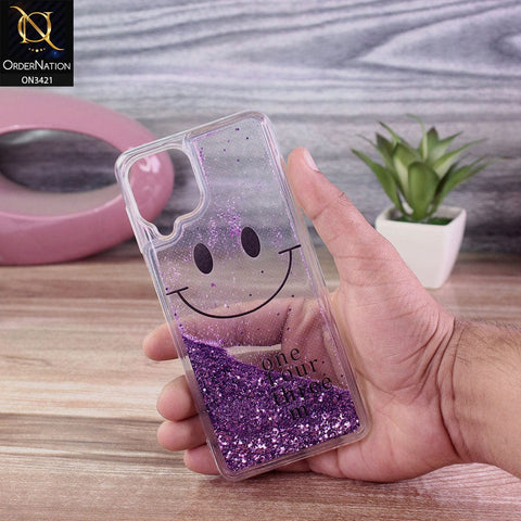 Samsung Galaxy M22 Cover - Purple - New Moving Liquid Glitter Cute Smile Soft Case