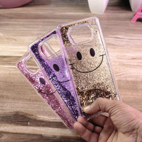 Xiaomi Poco X3 Cover - Golden - New Moving Liquid Glitter Cute Smile Soft Case