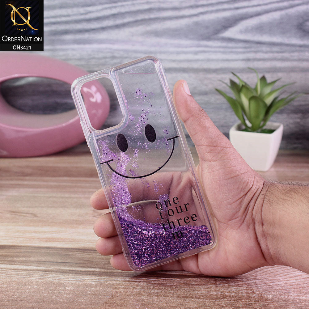 Xiaomi Redmi Note 10 4G Cover - Purple - New Moving Liquid Glitter Cute Smile Soft Case