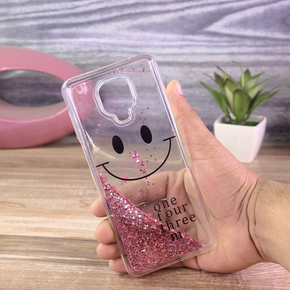 Xiaomi Poco M2 Pro Cover - Pink - New Moving Liquid Glitter Cute Smile Soft Case