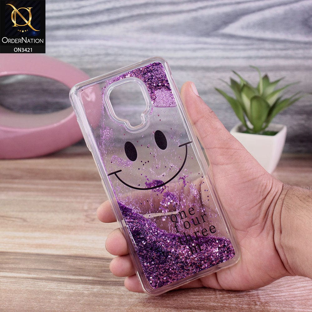 Xiaomi Poco M2 Pro Cover - Purple - New Moving Liquid Glitter Cute Smile Soft Case