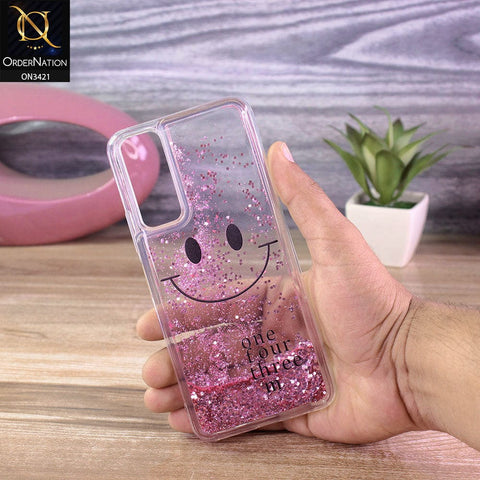 Vivo Y51 (2020 December) Cover - Pink - New Moving Liquid Glitter Cute Smile Soft Case