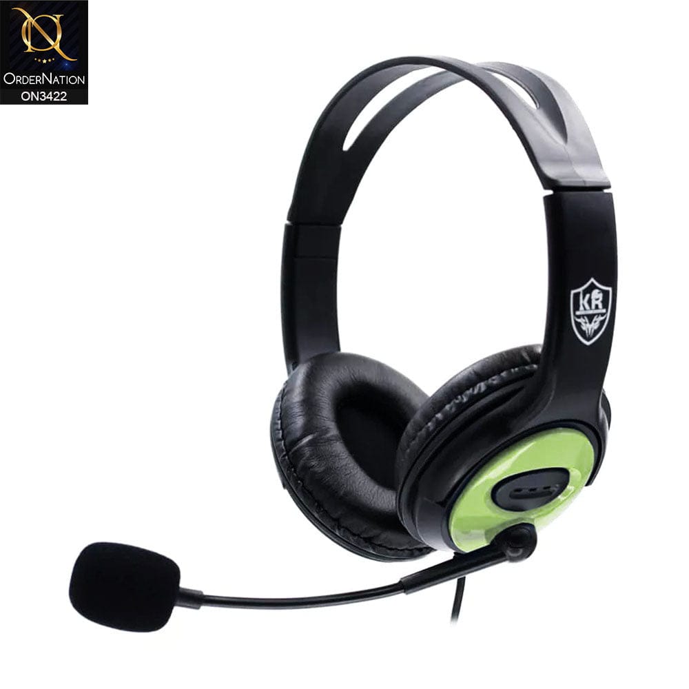 Green - KR-GM703 Stereo Gaming Headset Over-Ear Lightweight Headphone With Microphone