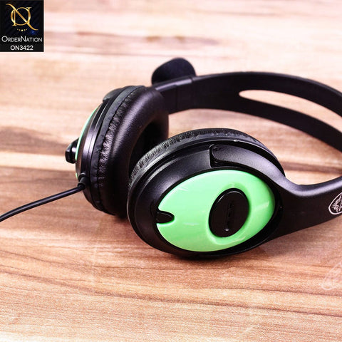 Green - KR-GM703 Stereo Gaming Headset Over-Ear Lightweight Headphone With Microphone