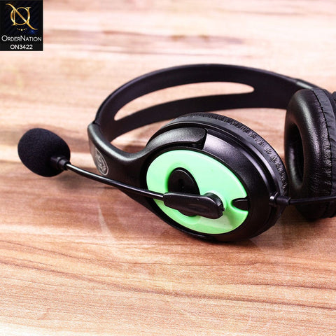 Green - KR-GM703 Stereo Gaming Headset Over-Ear Lightweight Headphone With Microphone