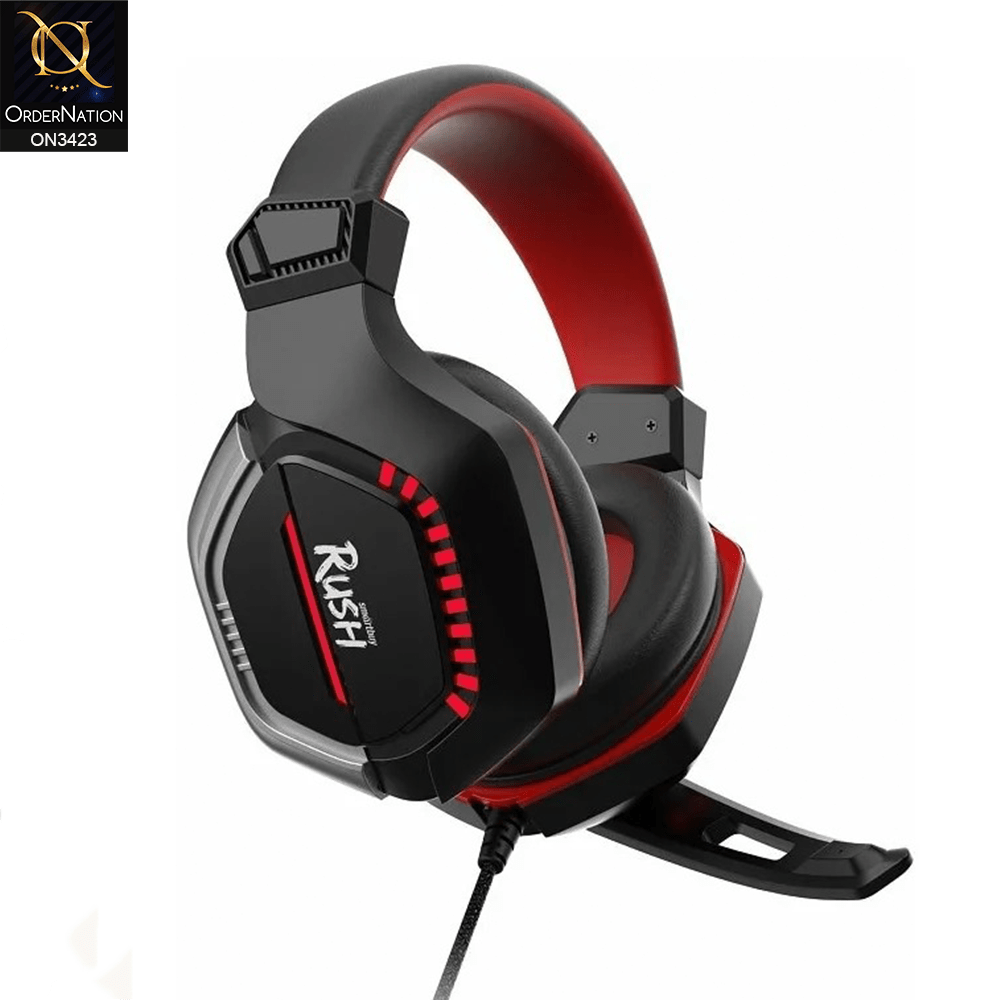 Black&Red - SMART BUY RUSH CRUSH'EM Gaming Headset with Microphone & LED Backlight