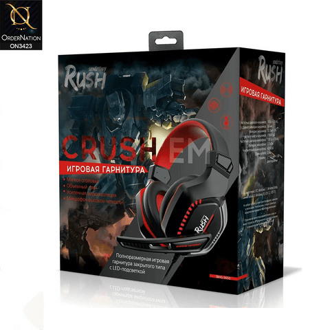 Black&Red - SMART BUY RUSH CRUSH'EM Gaming Headset with Microphone & LED Backlight