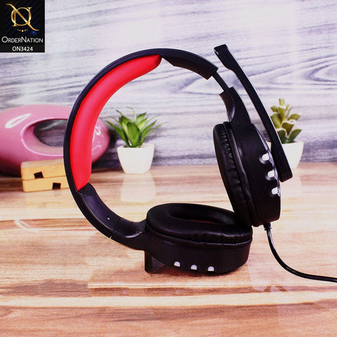 Black&Red - MISDE A68 Gaming Headset Led 7 Colors Dolby Digital Plus on-ear Headphone