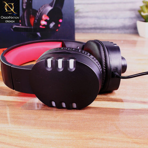 Black&Red - MISDE A68 Gaming Headset Led 7 Colors Dolby Digital Plus on-ear Headphone