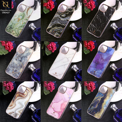 Samsung Galaxy A13 Cover - Design 3 - New Marble Series Acrylic With Electroplated Soft Borders Case