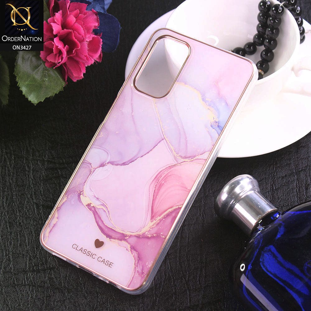 Oppo F19s Cover - Design 10 - New Marble Series Acrylic With Electroplated Soft Borders Case