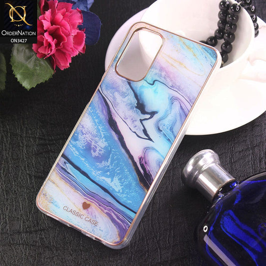 Oppo A74 Cover - Design 11 - New Marble Series Acrylic With Electroplated Soft Borders Case
