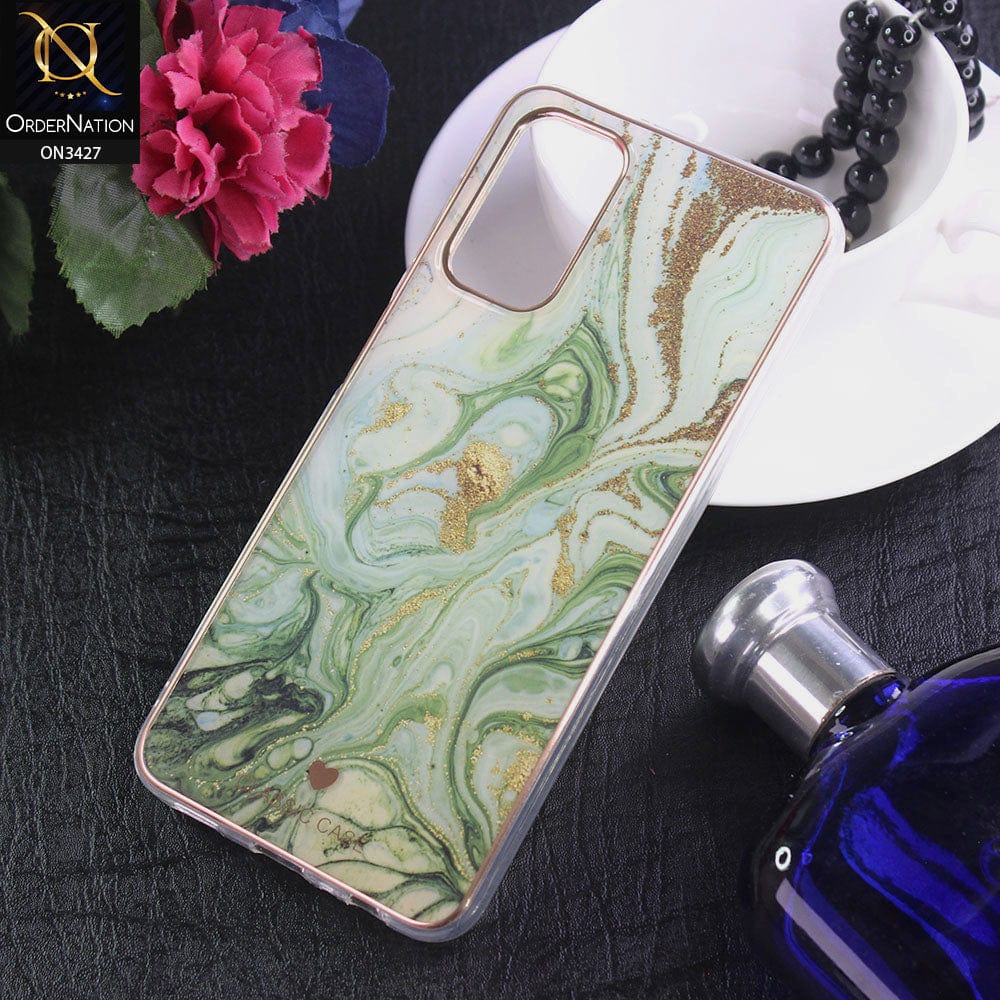 Oppo A74 Cover - Design 1 - New Marble Series Acrylic With Electroplated Soft Borders Case
