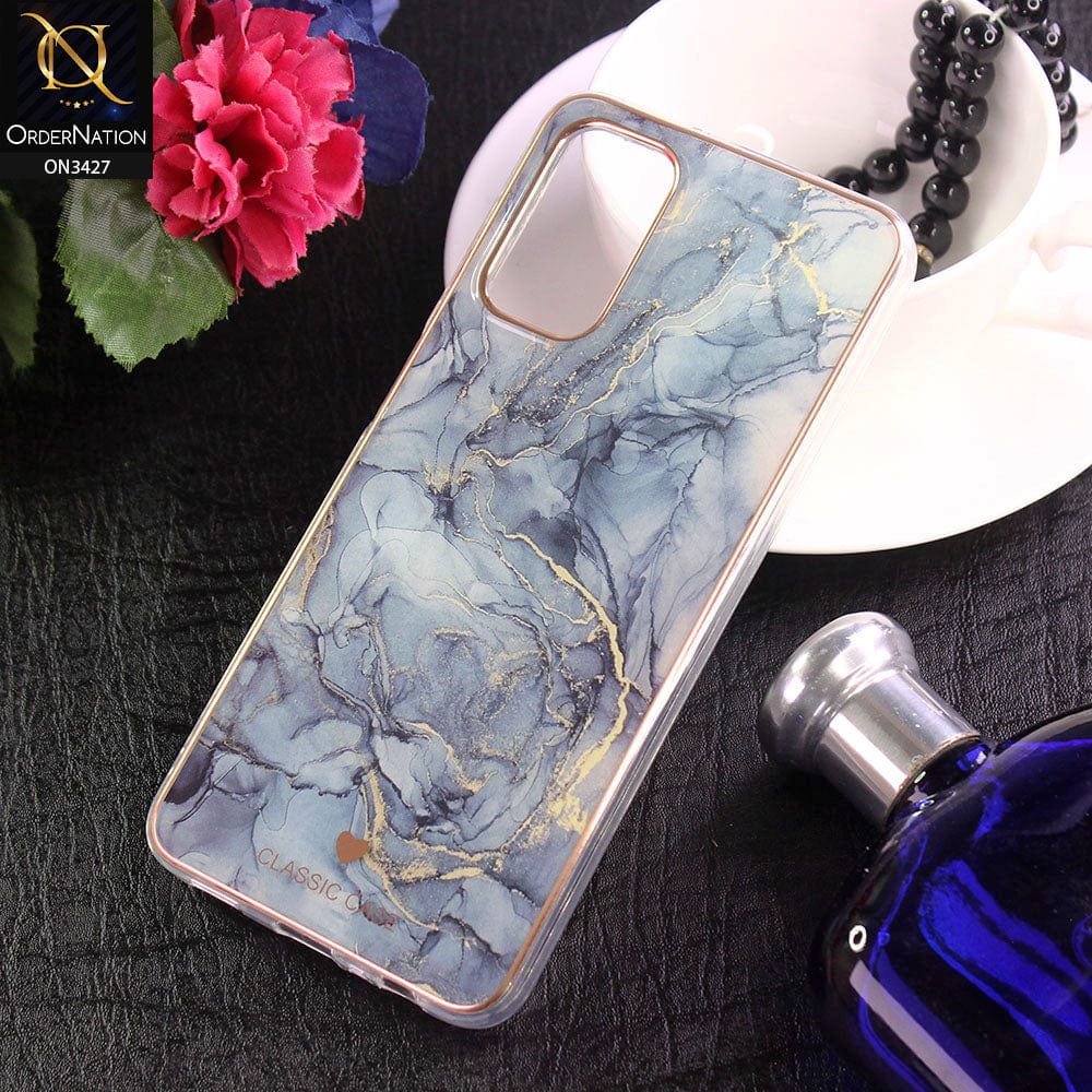 Oppo F19 Cover - Design 5 - New Marble Series Acrylic With Electroplated Soft Borders Case