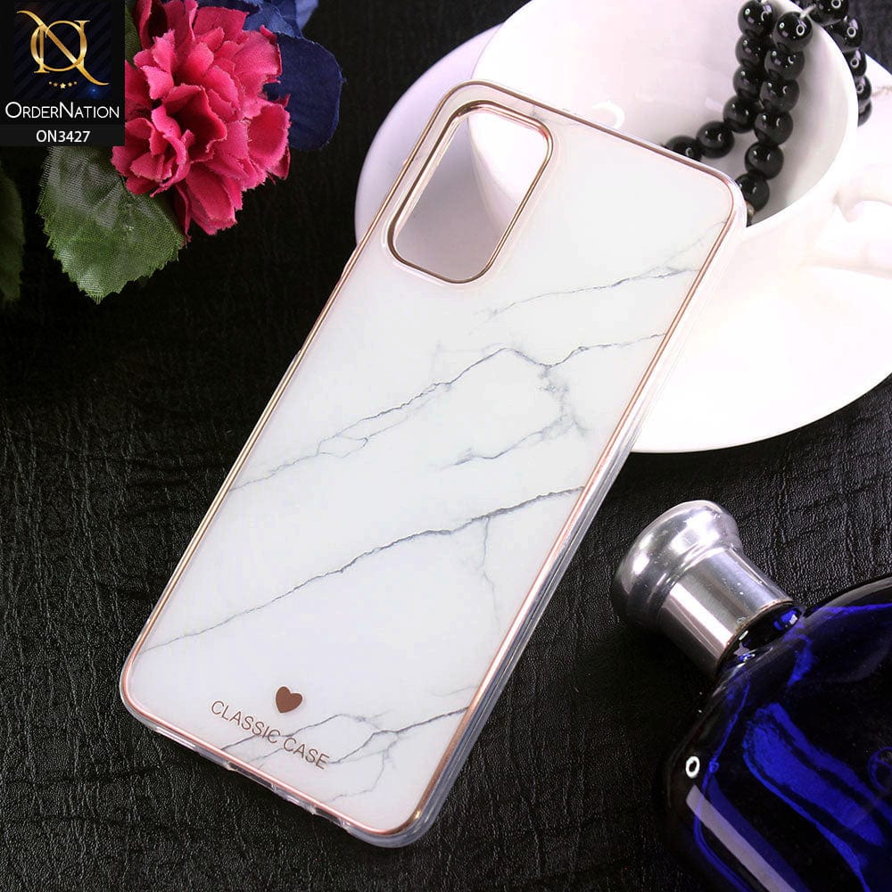 Oppo A95 4G Cover - Design 6 - New Marble Series Acrylic With Electroplated Soft Borders Case