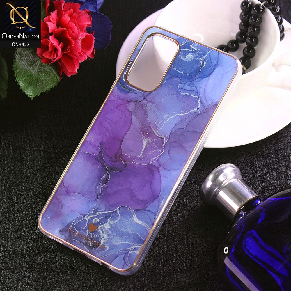 Oppo A74 Cover - Design 7 - New Marble Series Acrylic With Electroplated Soft Borders Case