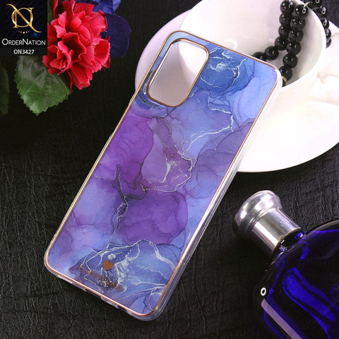 Oppo A74 Cover - Design 7 - New Marble Series Acrylic With Electroplated Soft Borders Case