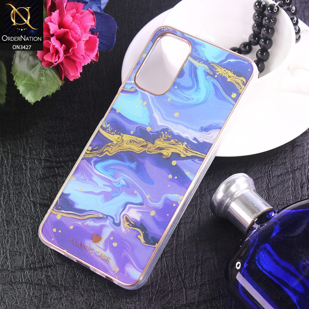 Oppo A95 4G Cover - Design 8 - New Marble Series Acrylic With Electroplated Soft Borders Case