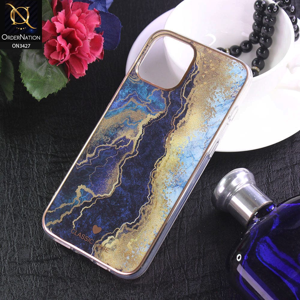 iPhone 13 Pro Max Cover - Design 12 - New Marble Series Acrylic With Electroplated Soft Borders Case