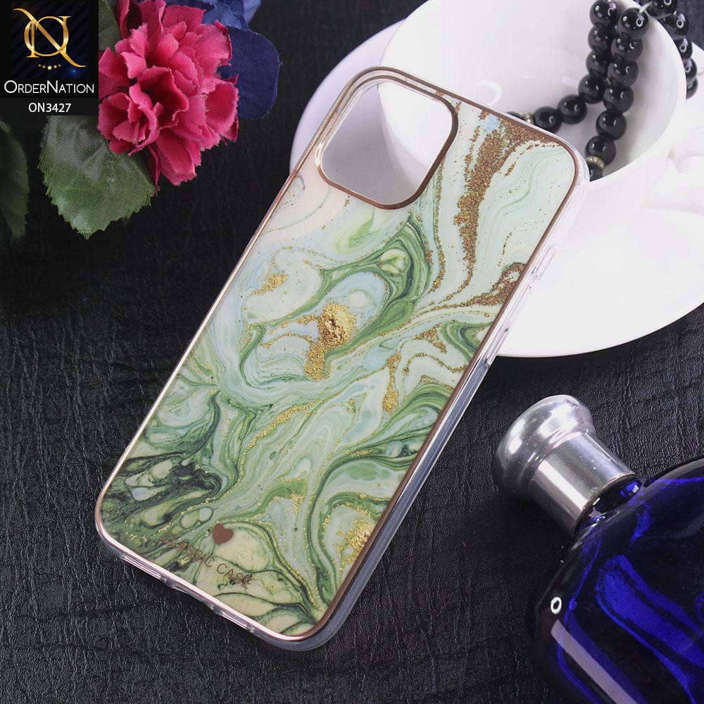 iPhone 13 Pro Max Cover - Design 1 - New Marble Series Acrylic With Electroplated Soft Borders Case