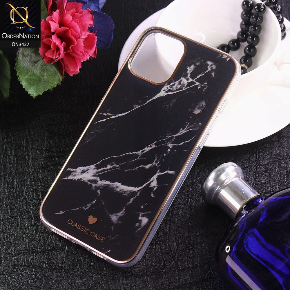 iPhone 13 Pro Max Cover - Design 2 - New Marble Series Acrylic With Electroplated Soft Borders Case