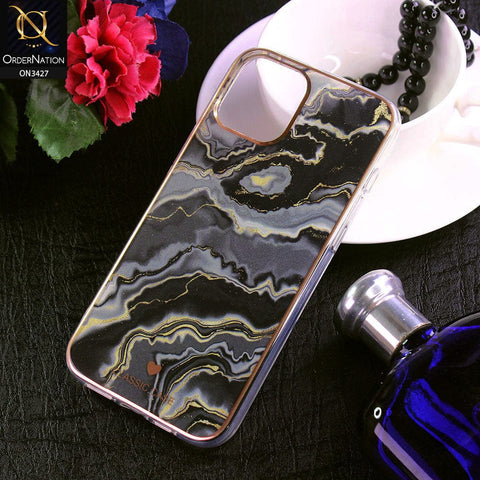 iPhone 13 Pro Max Cover - Design 3 - New Marble Series Acrylic With Electroplated Soft Borders Case