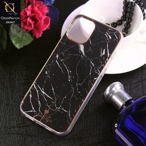 iPhone 13 Pro Max Cover - Design 4 - New Marble Series Acrylic With Electroplated Soft Borders Case
