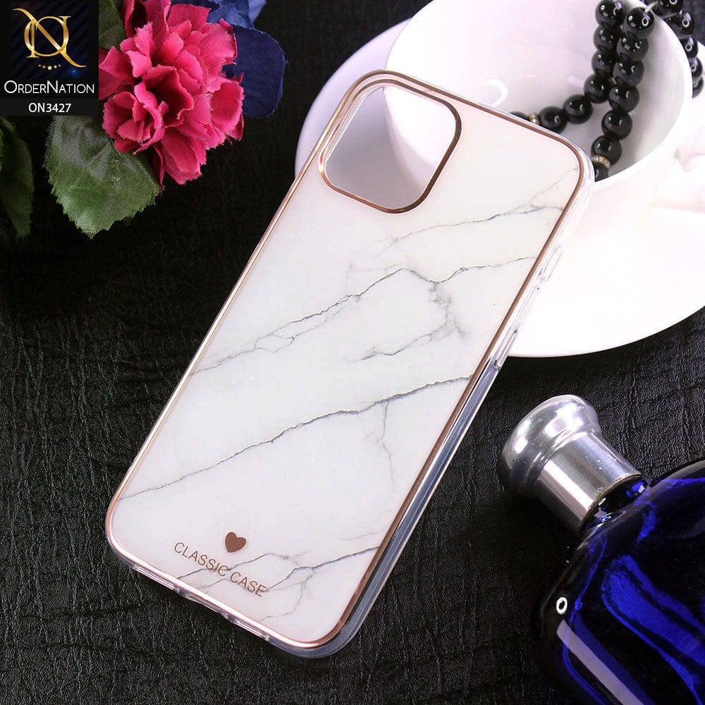 iPhone 13 Pro Max Cover - Design 6 - New Marble Series Acrylic With Electroplated Soft Borders Case