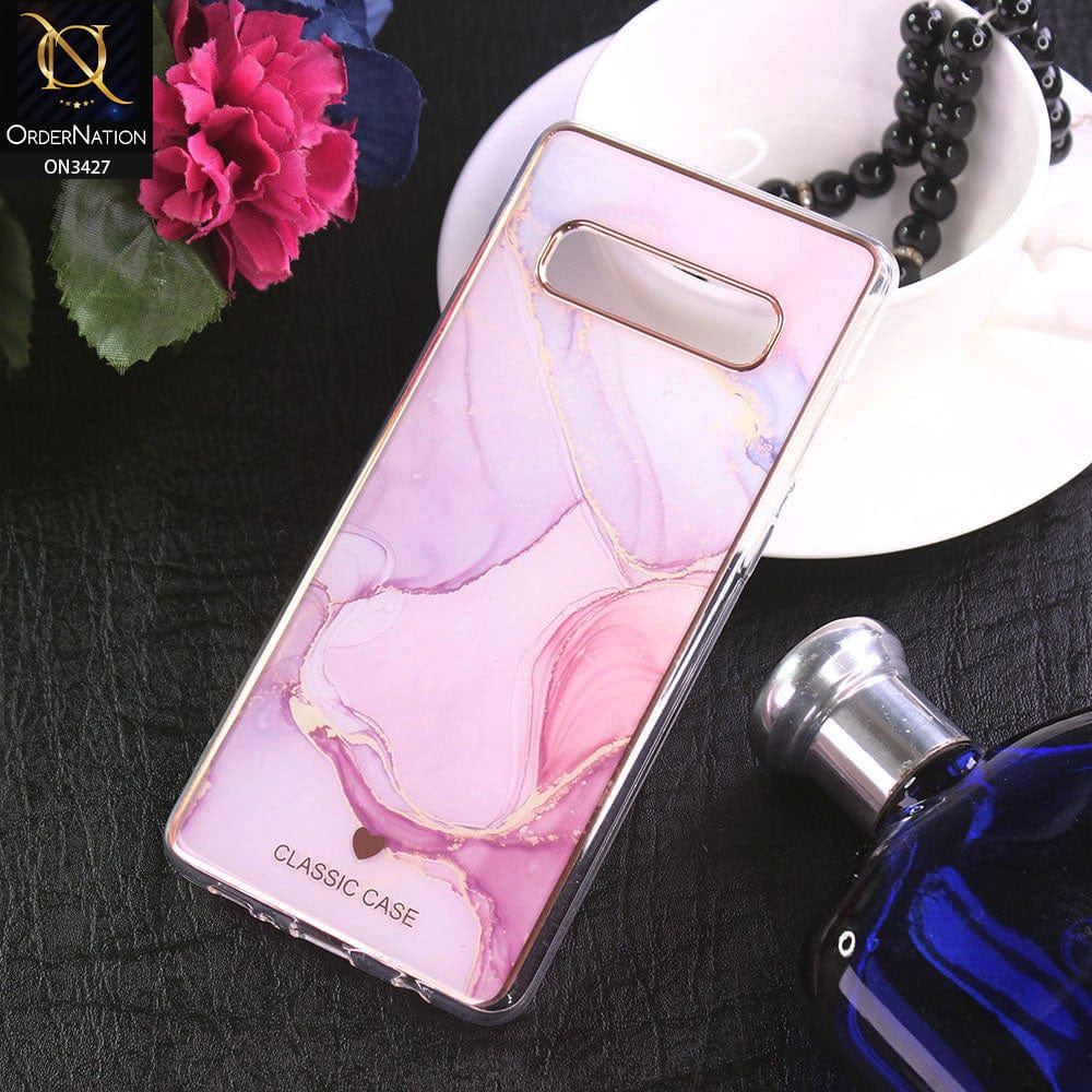 Samsung Galaxy S10 Plus Cover - Design 10 - New Marble Series Acrylic With Electroplated Soft Borders Case