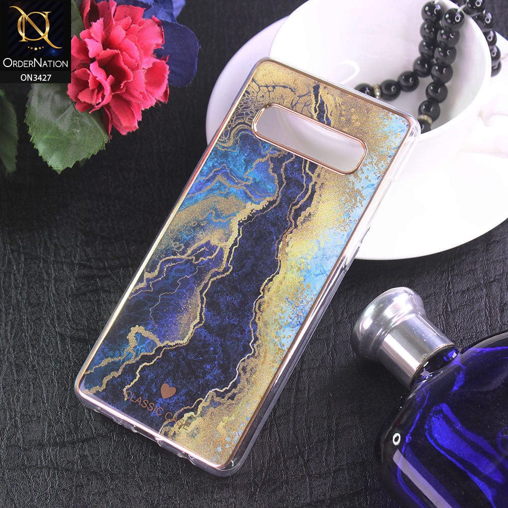 Samsung Galaxy S10 Plus Cover - Design 12 - New Marble Series Acrylic With Electroplated Soft Borders Case