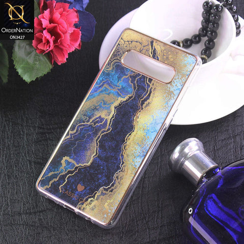 Samsung Galaxy S10 Plus Cover - Design 12 - New Marble Series Acrylic With Electroplated Soft Borders Case